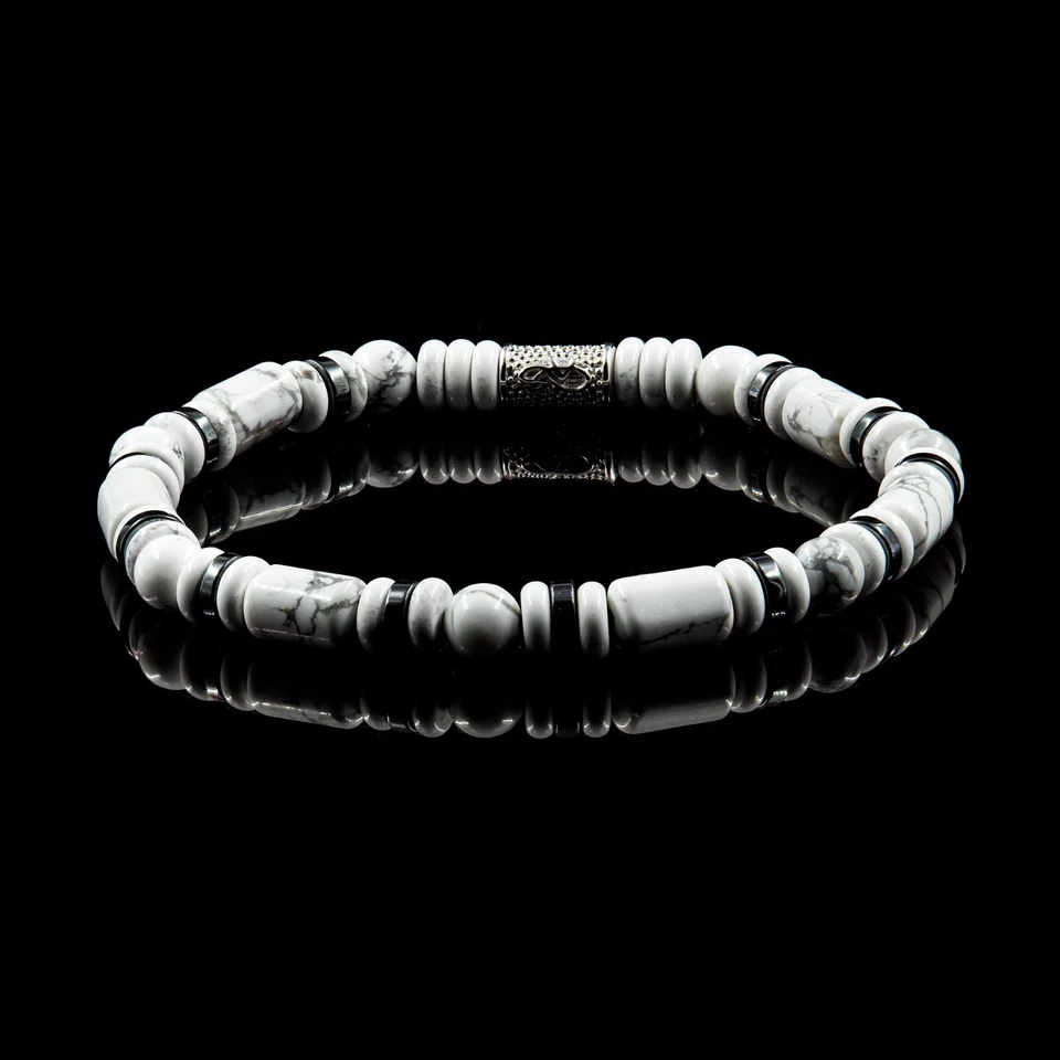 Perlenarmband White Turquoise Perlen 6mm DB 925 Sterling Silber Bracelet - Bild 3 von 4