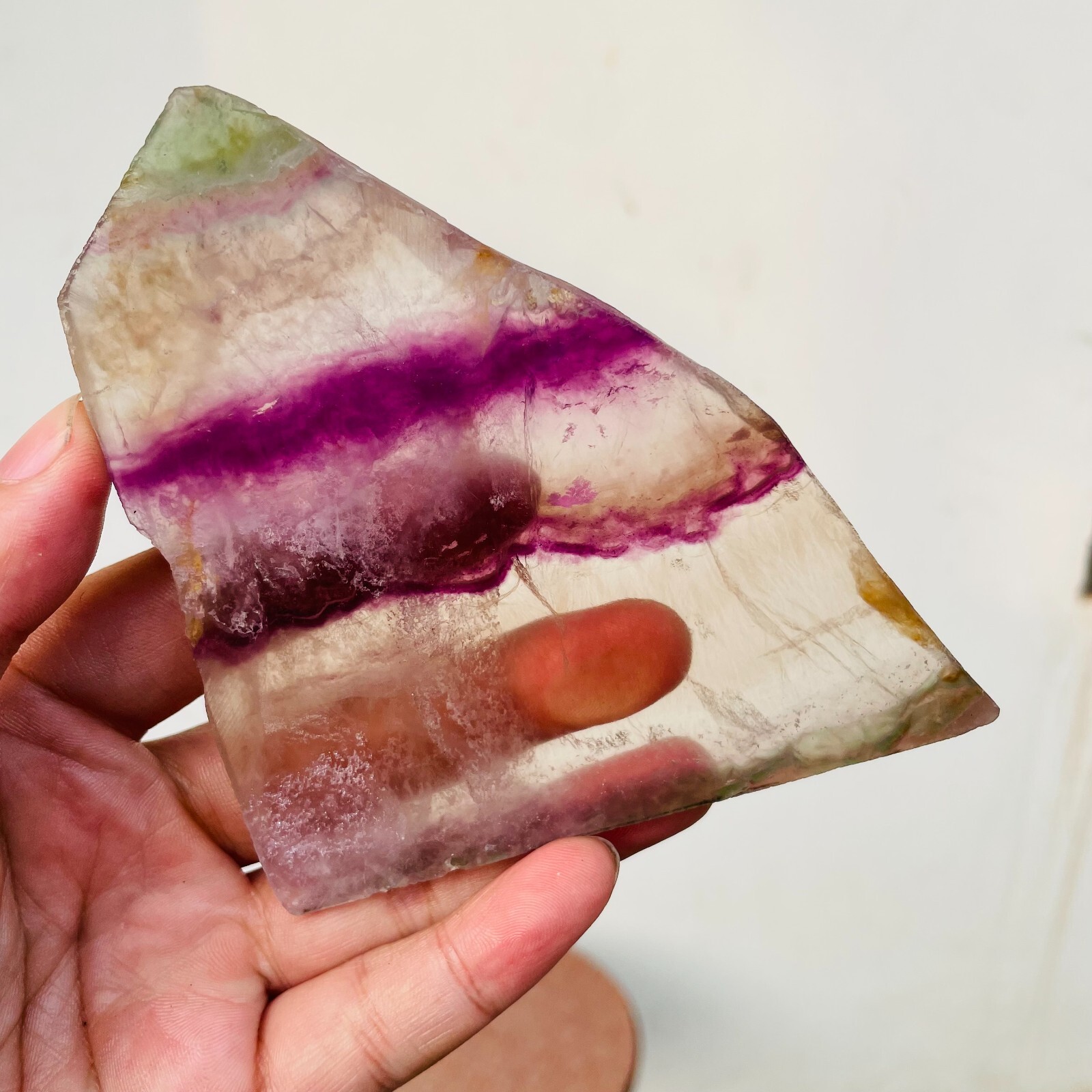 204g Natural Clear Rainbow Fluorite Slice Crystal Mineral Specimen Healing