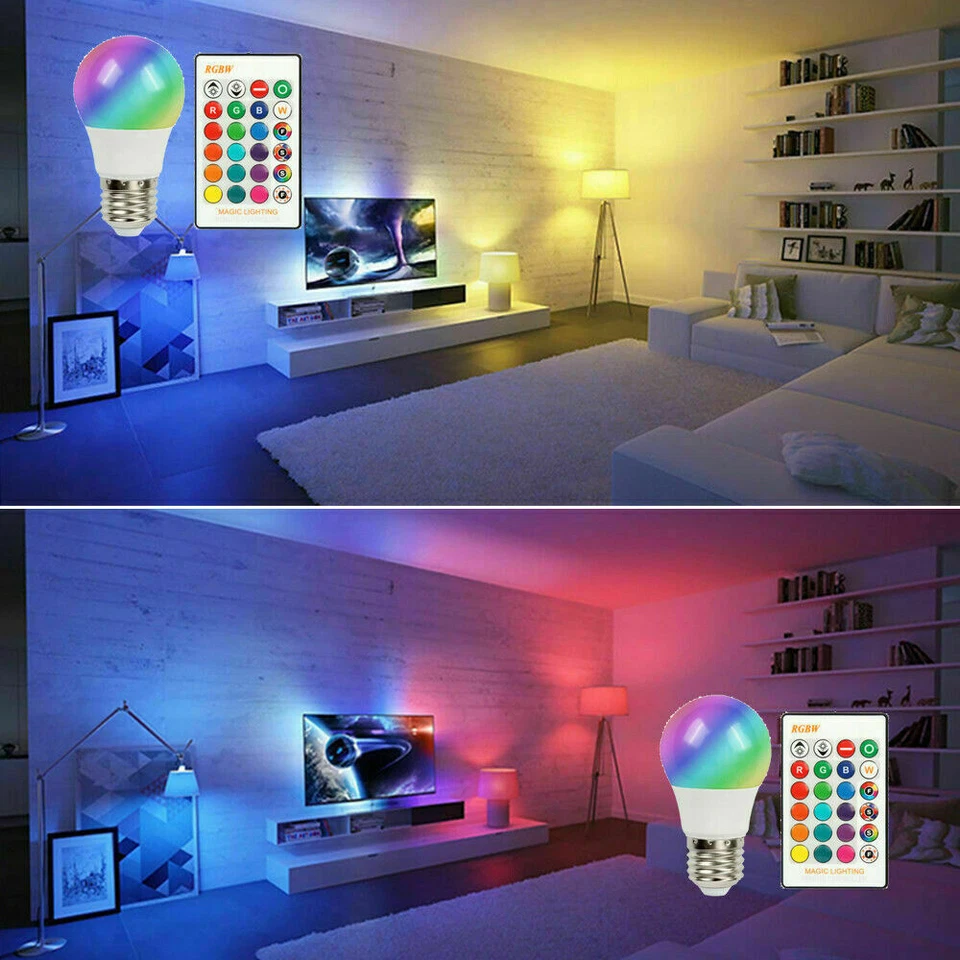 2X 16 Color Changing Magic Light Bulb E26&E27 RGB LED w/ Remote Control Dimmable - Image 2 of 4