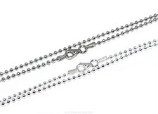 collana palline 1,8mm vero argento 925 chiara rodiata beads sfere tipo militare