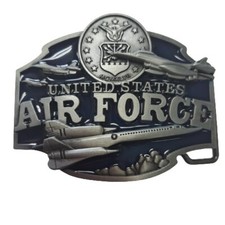 Metal United States Air Force Belt Buckle Blue and Pewter Finish