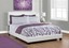 45.75" white solid wood, mdf, and foam queen size bed with leather look
