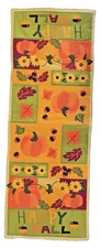 HAPPY FALL Autumn Table Runner Harvest  13.25" x 36.5" pumpkins, acorns, leaves