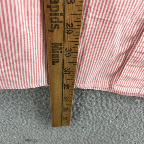 Eddie Bauer Button Down Dress Shirt Mens XL Tall Pink Striped Cotton Relaxed Fit - Picture 7 of 16