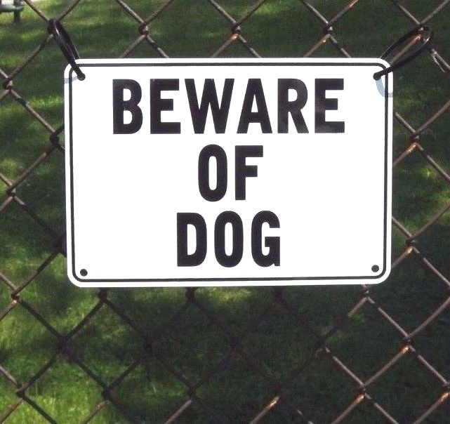 Предупреждающие знаки BEWARE OF DOG 10 x 7 дюймов, набор из 4 знаков, тяжелый алюминий - Изображение 2 из 4