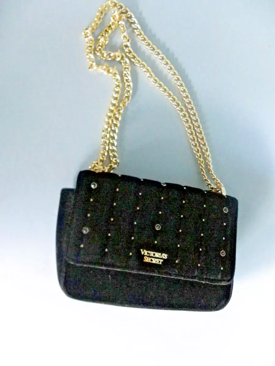 Victoria's Secret Black Velvet Crossbody Bag