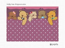 Teddy Bear Sleepover Wine Needlepoint Kit or Canvas