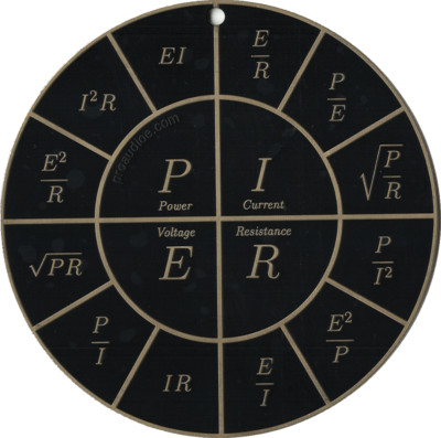 Ohm's Law + Joule's Law Wheel PCB Ornament/Coaster