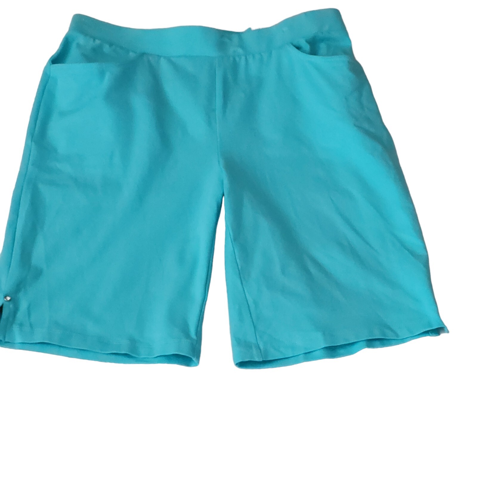 Chico's Weekends Size 0 (US S)   Aqua Jersey Knit Crystal Stud Shorts Pockets