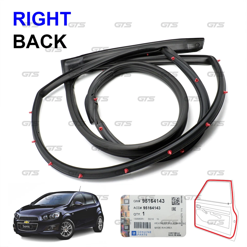 For Chevrolet Sonic Hatchback 2012 '18 Rear Rh Door Rubber Seal Weatherstrip Foto 2 de 4