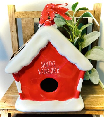 New Rae Dunn Santa s Workshop Red Frosted Gingerbread Christmas House