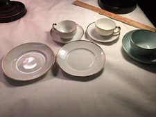 6 Pc Meito  White Wedding  Child Size tea Set Gold Rimmed Collectible