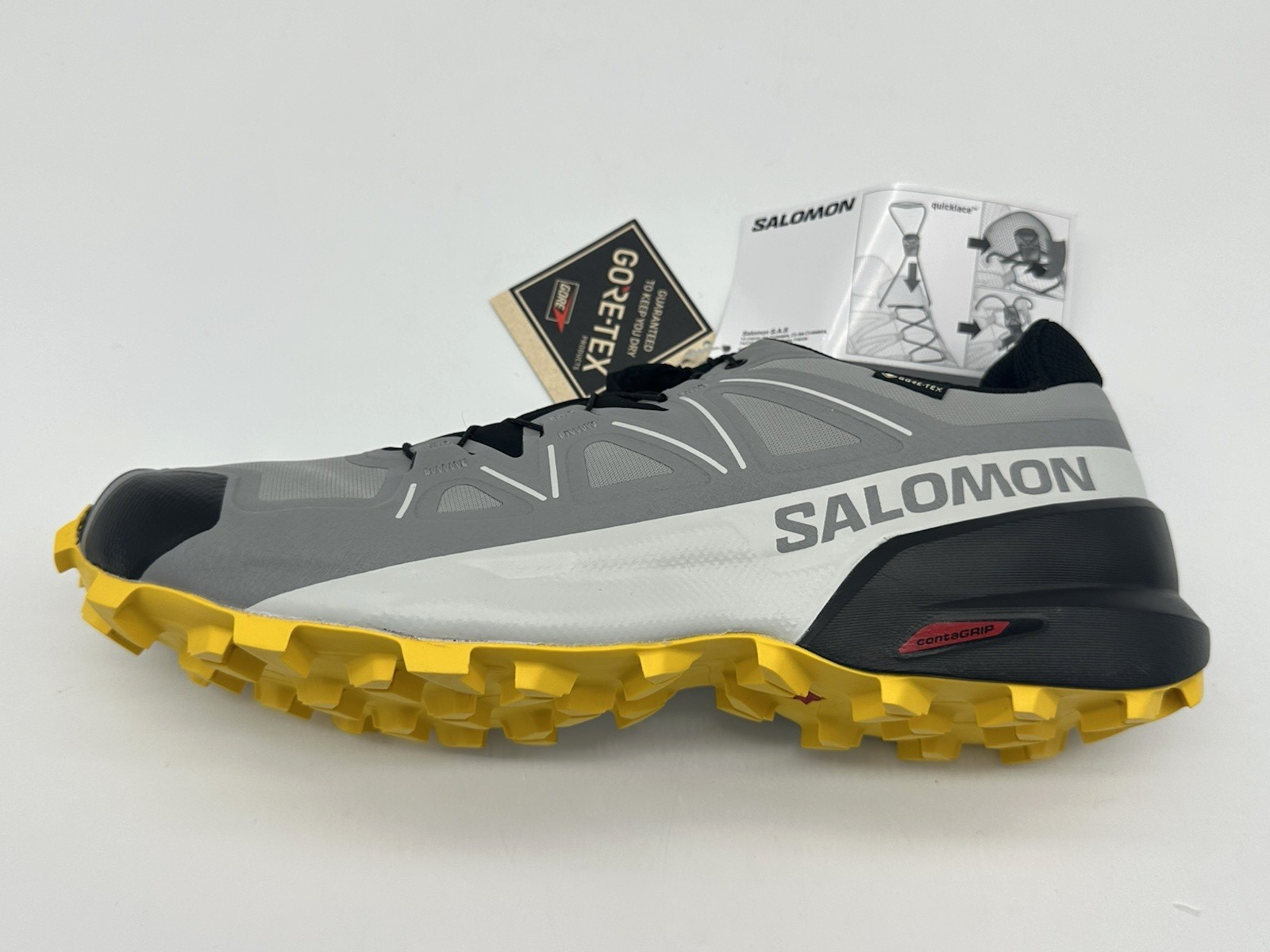 Scarpe da trekking Salomon Speedcross 5 GTX da uomo taglia 11 grigie impermeabili 475692