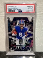 MALIK NABERS 2024 PANINI SPECTRA ROOKIE AURA ROOKIE AURA-NEBULA RC 1/2 PSA 10