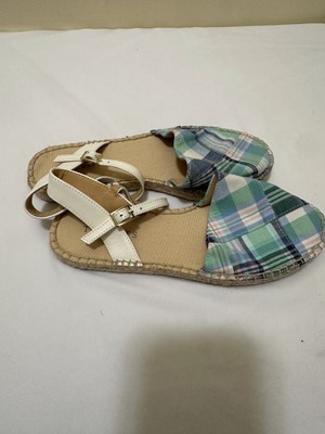 Talbots Flats Women's Plaid Izzy D'Orsay Espadrille Slingback Ankle Strap N61