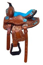 Western Horse Saddle Barrel Racing Leather Trail Tooled Carved Equestrian 10-13