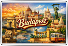 Budapest Fridge Magnet Travel Souvenir Gift Danube Parliament Bridge Tram City