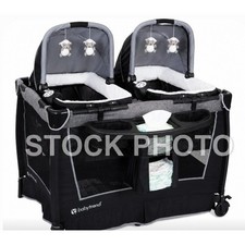 Baby Trend Retreat Twins Nursery Center Quarry Gray PY75C45B Playard Bassinet
