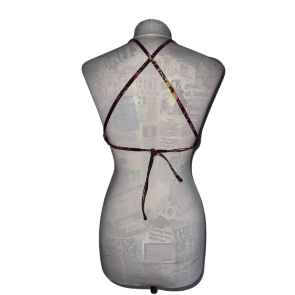 Top de bikini Patagonia Kupala para mujer pequeño borgoña estampado floral traje de baño halter Foto 4 de 4