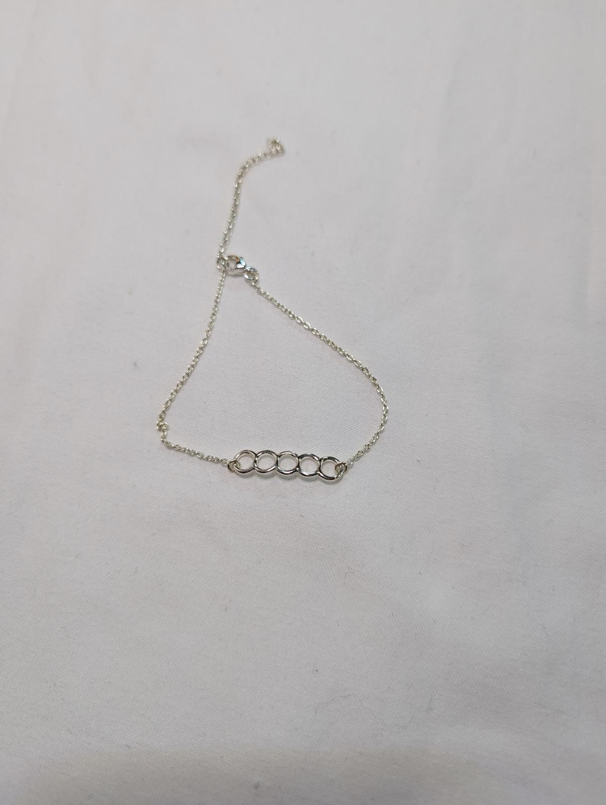 Delicate Silver Tone Adjustable Chain Bracelet wi… - image 1