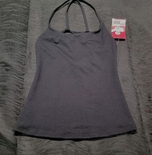 Capezio Strappy Camisole Tank Leotard Black Scoop Neckline Sheer Back SZ. S