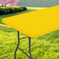 Rectangle Table Cloth, Waterproof Elastic Fitted Tablecloth for 6 Foot Foldin...