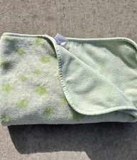 CARTER'S Baby Soft Blanket GREEN Stars 30" x 40" Cuddly PLUSH BLANKET HTF