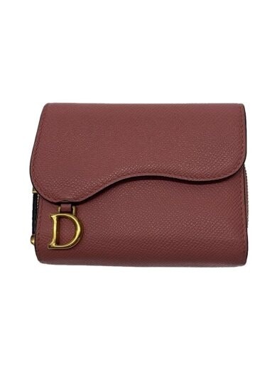Dior Three Fold Plain Pink Wallet for Women