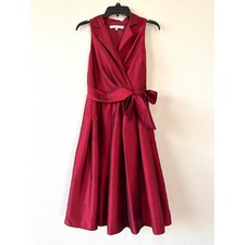 Evan Picone Red Fit & Flare Dress Women’s 10 Faux Wrap Classic Party Date Night