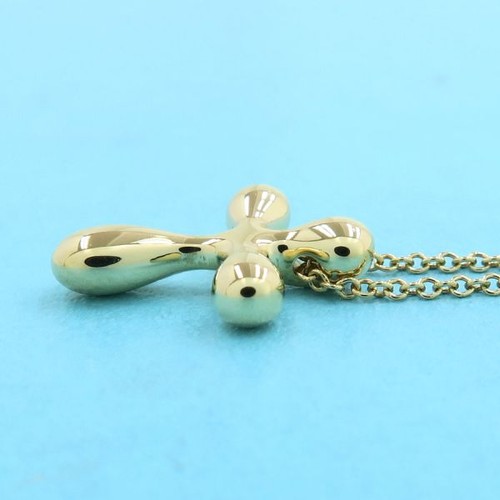 Tiffany & Co. Elsa Peretti kleiner Kreuz Anhänger K18 Gelbgold Kette Halskette - Bild 2 von 7