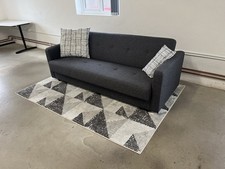 Charcoal/Blue/Grey 3-Seater Sofa Bed w/ Storage, Modern Button-Back – Excellent