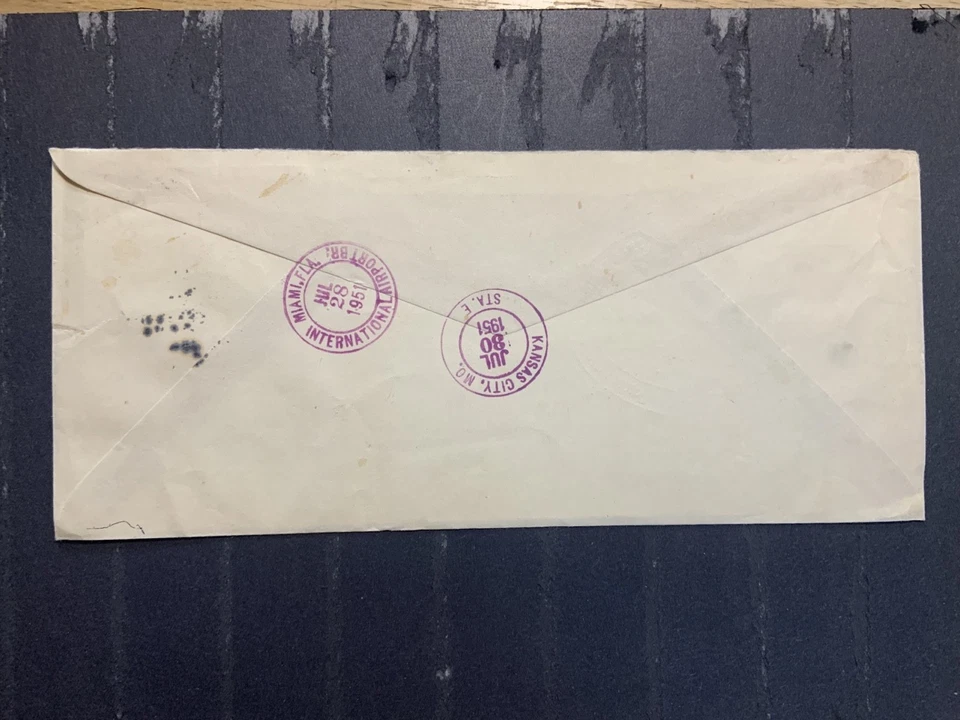 Ecuador 1951 registered FDC 1st day cover to the USA 20,000 Panagra Flights - Image 2 of 2