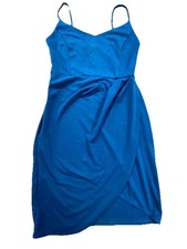 Zalalus Mini Dress Womens Small Blue Bodycon Spaghetti Strap Party Cocktail Club