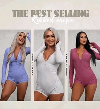 brand new women sexy RARE long sleeve gym fitness rompers playsuit jumpsuit SzM