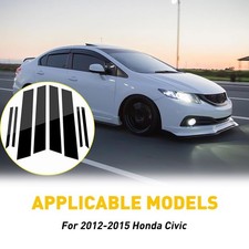 8pcs Black Window Post Pillar Cover Molding Trim For Honda Civic Sedan 2012-2015