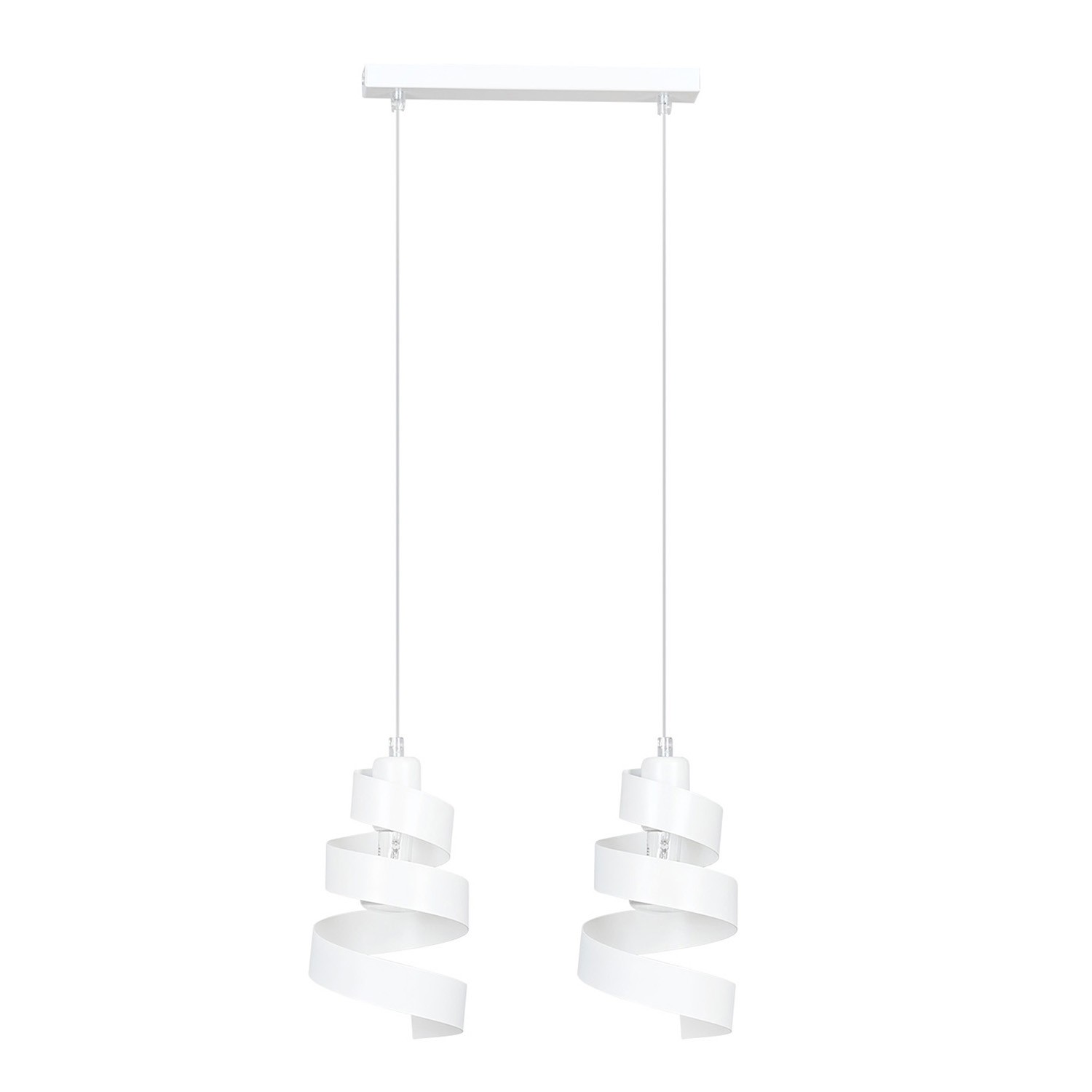 Lampadario Tristano 2 Luci Acciaio Bianco Spirale | Scheda Tecnica