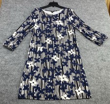 Ann Taylor Factory Women’s Floral Knit Shift Dress Sleeves Stretch Cuffs Size 10
