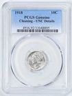 1918 10C Mercury Silver Dime UNC Detail Cleaned PCGS 33048895