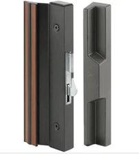 Prime-Line C1125 Patio Door Handle Set 4-15/16", Aluminum, Black/Wood Grain