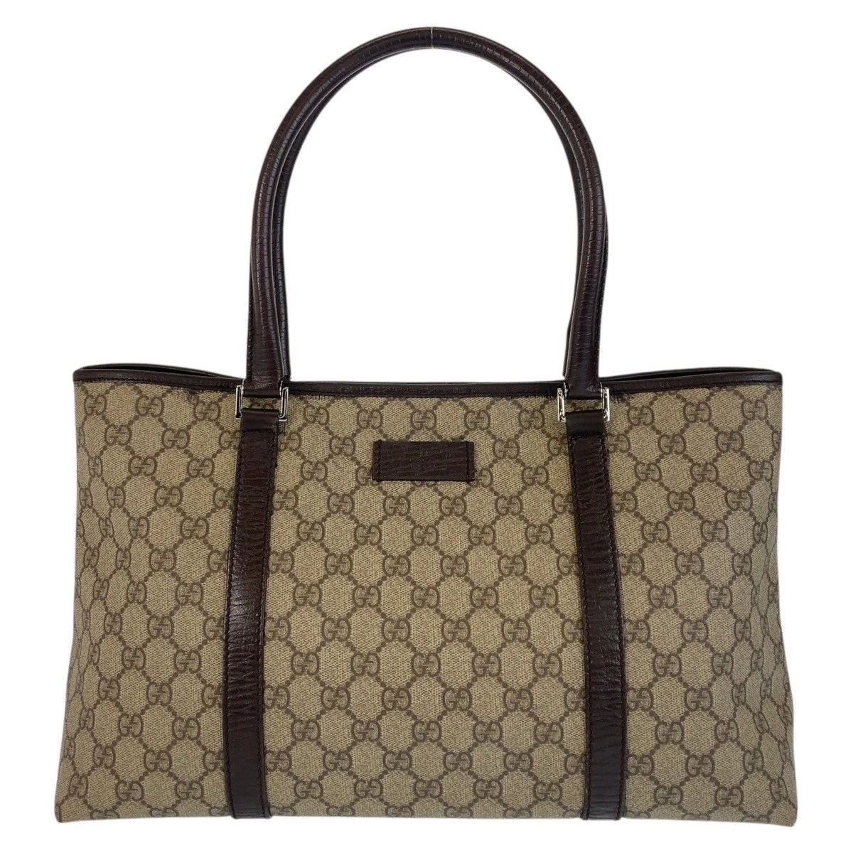 Sac fourre tout bandoulière GUCCI beige marron GG Supreme toile cuir 114595 femme