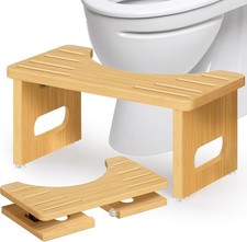 Foldable Toilet Stool Bamboo Toilet Stool Squat for Adults 7 Inches Poop Stool