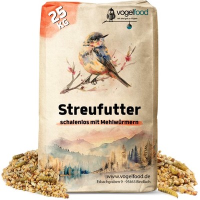 25kg schalenloses Streufutter mit Mehlwürmern ohne Schalen Vogelfutter Bird Best