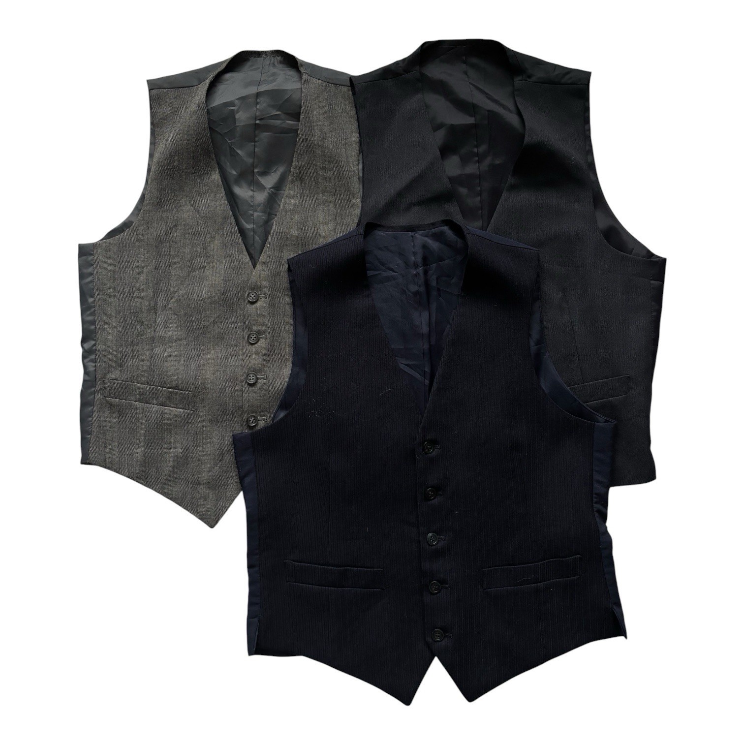 Set of 3 Vintage Waistcoats Size X Small 34 Inch 70s 80s Retro Bundle Ref13