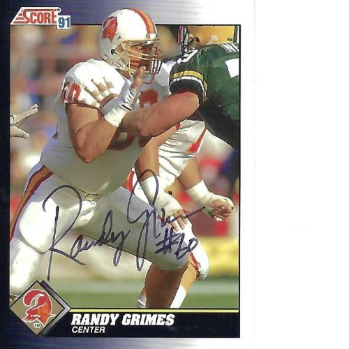 RANDY GRIMES SIGNED 1991 SCORE #468 - TAMPA BAY BUCCANEERS
