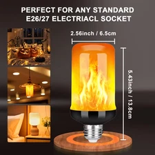 [2D Flat] 2 pcs LED Flame Bulbs, Upgraded 4 Modes with Gravity Sensor, E26/E27,