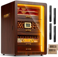 Elegante humidor per sigari con igrometro digitale e 4 cassetti in cedro