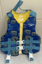 Speedo SMS Child PFD Kids Life Jacket Vest 33-55 Lbs Blue/Yellow Coast Gd Apprd