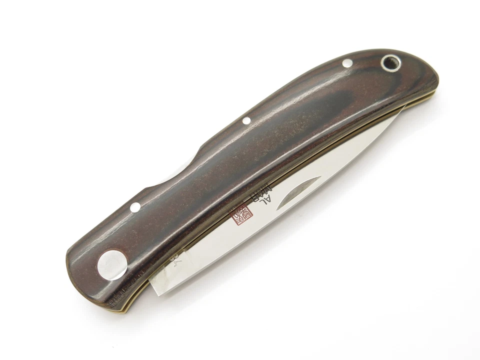 Vintage Al Mar Falcon ATS-34 Seki Japan Micarta Lockback Folding Pocket Knife - Image 4 of 4