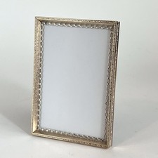 Vintage Mid Century Ornate Gold Metal Photo Frame MCM Embossed Brass 5X7 Photo