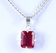 Natural Pink Sapphire Emerald Cut 925 Silver ...